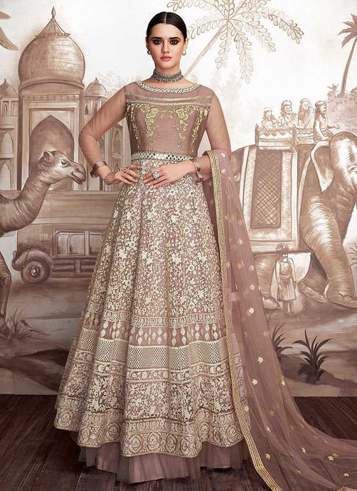 Mauve and Gold Heavy Embroidered Anarkali Suit fashionandstylish.myshopify.com