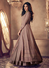 Load image into Gallery viewer, Mauve and Gold Heavy Embroidered Kalidar Gown Style Anarkali fashionandstylish.myshopify.com
