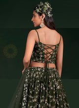 Load image into Gallery viewer, Mehendi Green Embroidered Stylish Lehenga Choli
