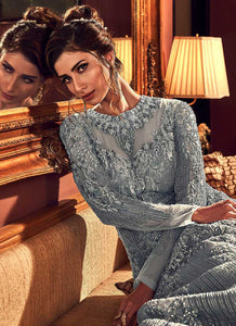 Metallic Grey Heavy Embroidered Gown Style Anarkali Suit fashionandstylish.myshopify.com