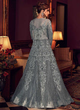 Load image into Gallery viewer, Metallic Grey Heavy Embroidered Gown Style Anarkali Suit fashionandstylish.myshopify.com
