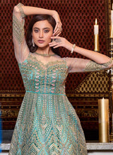 Load image into Gallery viewer, Mint Blue Heavy Embroidered Gown Style Anarkali fashionandstylish.myshopify.com
