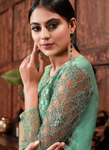 Mint Color Heavy Embroidered Plazzo Style Suit fashionandstylish.myshopify.com