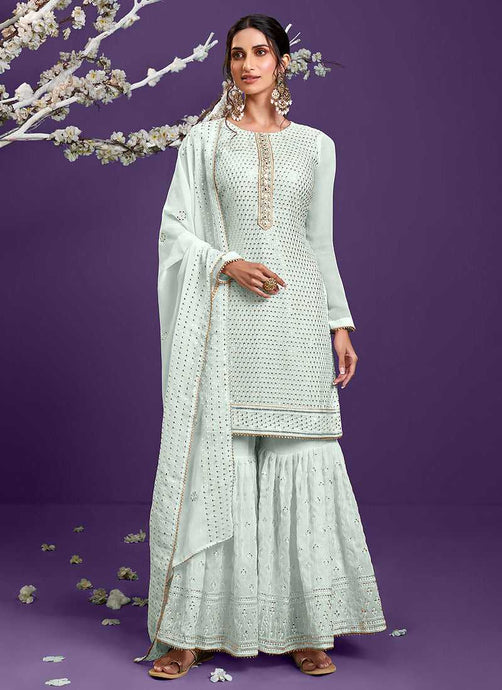 Mint Embroidered Gharara Style Suit fashionandstylish.myshopify.com