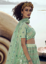 Load image into Gallery viewer, Mint Green Sequins Embroidered Stylish Lehenga Choli fashionandstylish.myshopify.com
