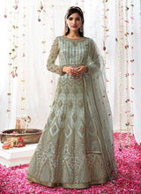 Load image into Gallery viewer, Mint Heavy Embroidered Designer Kalidar Anarkali Suit fashionandstylish.myshopify.com
