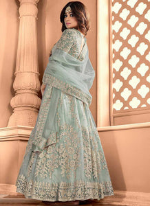 Mint Heavy Embroidered Gown Style Anarkali fashionandstylish.myshopify.com