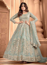 Load image into Gallery viewer, Mint Heavy Embroidered Gown Style Anarkali fashionandstylish.myshopify.com
