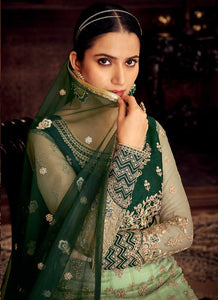 Mint and Green Embroidered Kalidar Designer Anarkali Suit fashionandstylish.myshopify.com