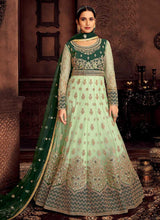 Load image into Gallery viewer, Mint and Green Embroidered Kalidar Designer Anarkali Suit fashionandstylish.myshopify.com
