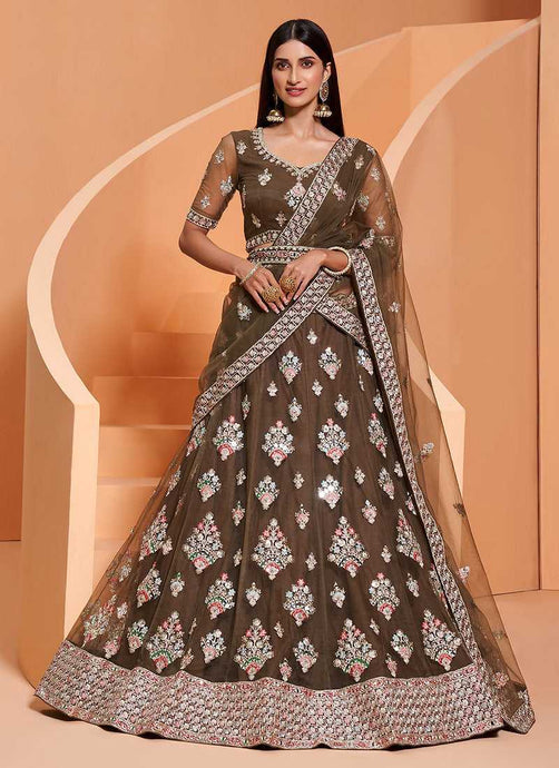 Moss Green Heavy Floral Embroidered Stylish Lehenga Choli fashionandstylish.myshopify.com