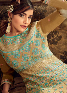 Mustard Embroidered Kalidar Anarkali Style Suit fashionandstylish.myshopify.com
