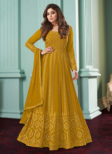 Mustard Heavy Embroidered Gown Style Anarkali fashionandstylish.myshopify.com