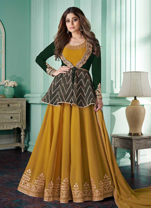 Mustard Heavy Embroidered Green Color Jacket Style Suit fashionandstylish.myshopify.com