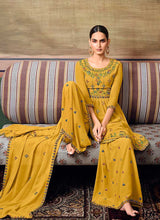 Load image into Gallery viewer, Mustard Mirror Embroidered Stylish Gharara Suit fashionandstylish.myshopify.com
