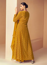 Load image into Gallery viewer, Mustard Sequins Embroidered Jacket Style Designer Suit

