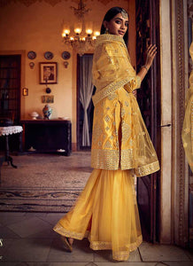 Mustard Yellow Mirror Embroidered Gharara Style Suit fashionandstylish.myshopify.com