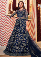 Load image into Gallery viewer, Navy Blue Heavy Embroidered Lehenga Style Anarkali fashionandstylish.myshopify.com

