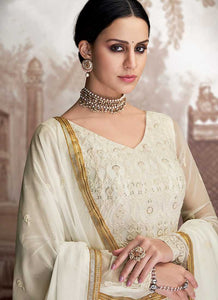 Offwhite Heavy Embroidered Anarkali Suit fashionandstylish.myshopify.com