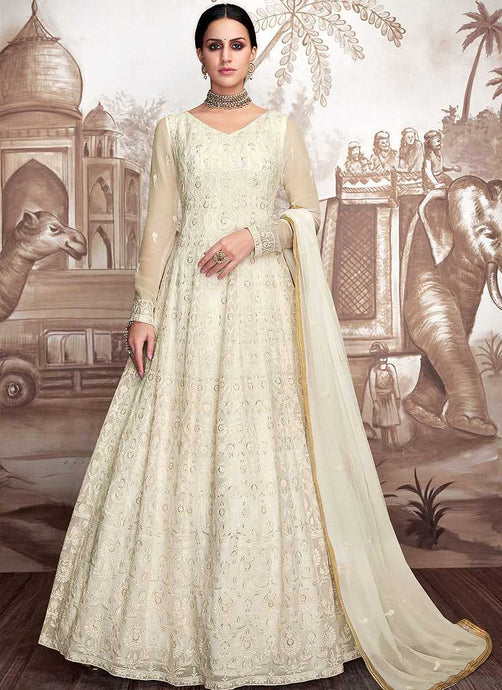 Offwhite Heavy Embroidered Anarkali Suit fashionandstylish.myshopify.com