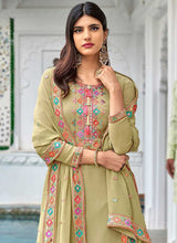 Load image into Gallery viewer, Olive Green Heavy Embroidered Palazzo Style Suit fashionandstylish.myshopify.com
