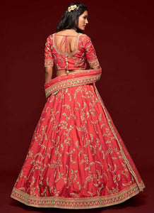 Orange And Gold Silk Embroidered Stylish Lehenga Choli fashionandstylish.myshopify.com