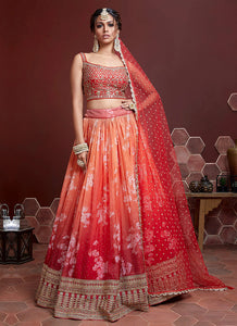 Orange and Gold Stylish Lehenga Choli