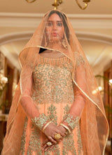 Load image into Gallery viewer, Peach Floral Designer Embroidered Kalidar Anarkali fashionandstylish.myshopify.com
