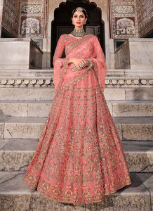 Peach Heavy Embroidered Designer Lehenga Choli fashionandstylish.myshopify.com