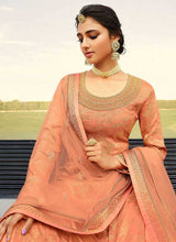 Load image into Gallery viewer, Peach Heavy Embroidered Designer Palazzo Style Suit fashionandstylish.myshopify.com
