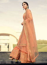 Load image into Gallery viewer, Peach Heavy Embroidered Designer Palazzo Style Suit fashionandstylish.myshopify.com
