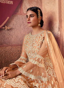 Peach Heavy Embroidered Designer Sharara Style Suit fashionandstylish.myshopify.com