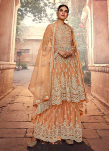 Peach Heavy Embroidered Designer Sharara Style Suit fashionandstylish.myshopify.com