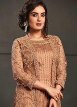 Load image into Gallery viewer, Peach Heavy Embroidered Jacket Style Anarkali Suit fashionandstylish.myshopify.com

