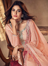 Load image into Gallery viewer, Peach Mirror Embroidered Palazzo Style Suit fashionandstylish.myshopify.com
