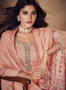 Peach Mirror Embroidered Palazzo Style Suit fashionandstylish.myshopify.com