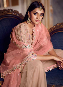 Peach Shade Mirror Embroidered Gharara Style Suit fashionandstylish.myshopify.com