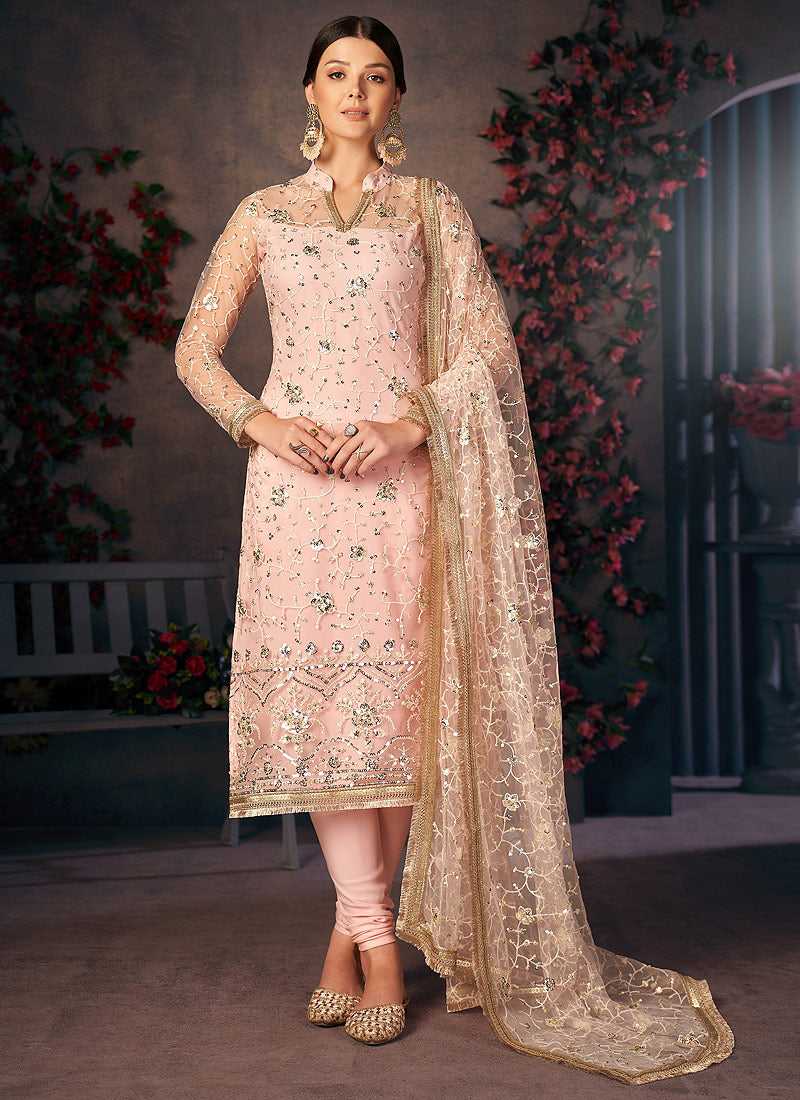 Peach and Gold Heavy Embroidered Pant Style Suit fashionandstylish.myshopify.com