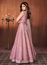 Load image into Gallery viewer, Pearl Pink Floral Embroidered Lehenga Style Anarkali fashionandstylish.myshopify.com
