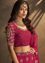 Load image into Gallery viewer, Pink And Gold Stylish Embroidered Lehenga Choli
