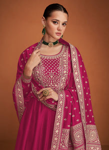 Pink Embroidered Designer Kalidar Anarkali Suit