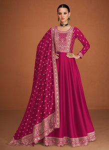 Pink Embroidered Designer Kalidar Anarkali Suit