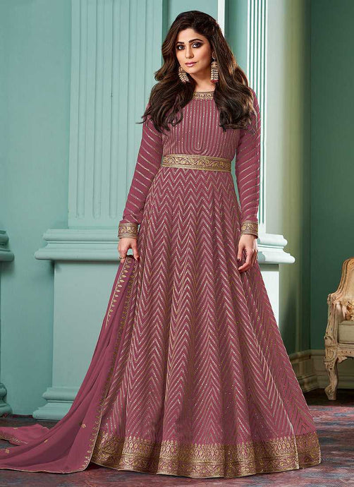 Pink Embroidered Floor touch Anarkali fashionandstylish.myshopify.com