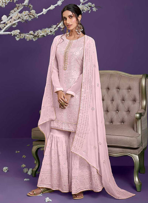 Pink Embroidered Gharara Style Suit fashionandstylish.myshopify.com