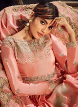 Load image into Gallery viewer, Pink Embroidered Kalidar Anarkali Style Suit fashionandstylish.myshopify.com

