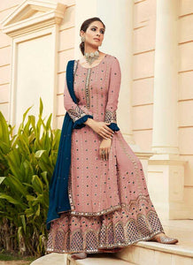 Pink Embroidered Mirror Work Palazzo Style Suit fashionandstylish.myshopify.com