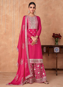 Pink Embroidered Sharara Style Suit