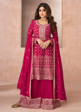 Load image into Gallery viewer, Pink Embroidered Sharara Style Suit
