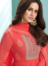Load image into Gallery viewer, Pink Embroidered Stylish Kalidar Anarkali Suit fashionandstylish.myshopify.com
