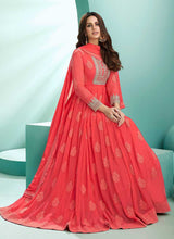 Load image into Gallery viewer, Pink Embroidered Stylish Kalidar Anarkali Suit fashionandstylish.myshopify.com
